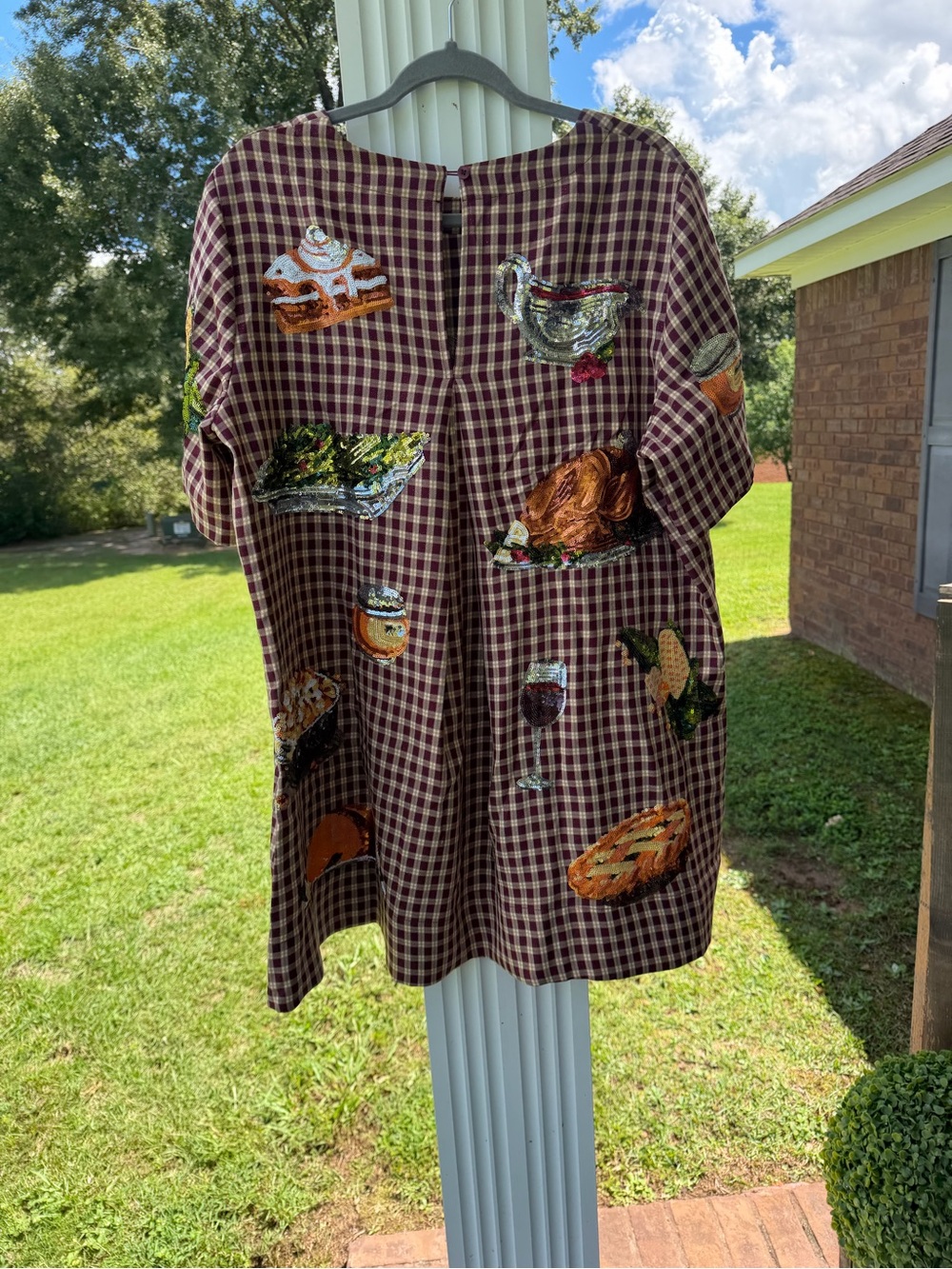 QUEEN OF SPARKLES Burgundy Plaid Tunic Dress - Picture 3 of 3